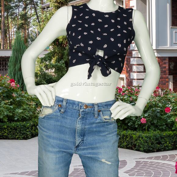 Vintage Ripe Clothing Blue USA Made Cropped Crop Top 3XS - Picture 2 of 10